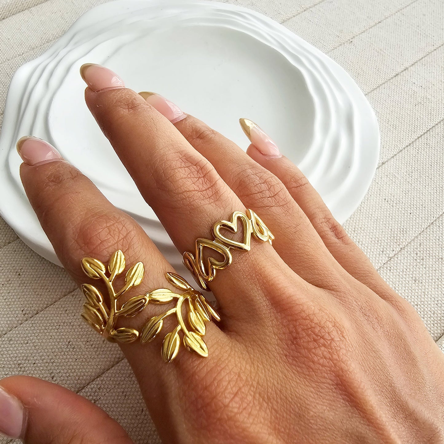 Multi Heart Adjustable Ring-3 taahirajewellery