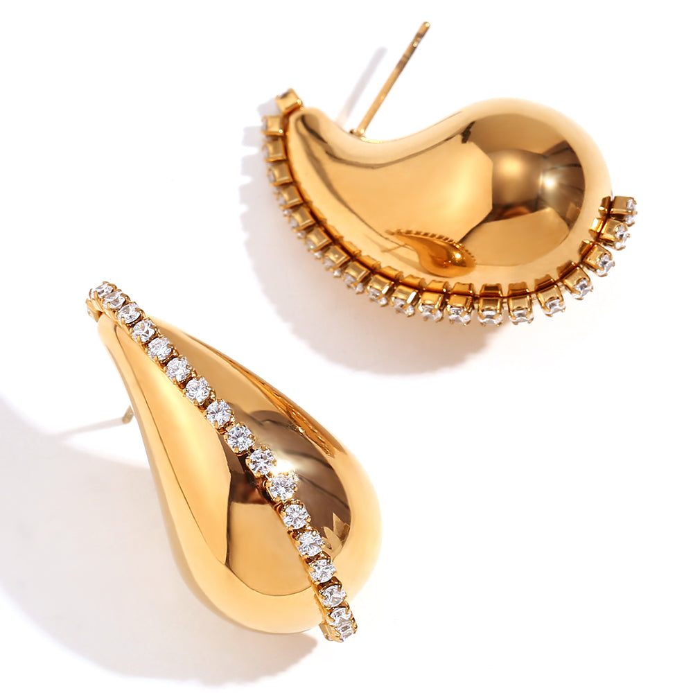 Luxury Zircon Water Drop Stud Earrings-5 taahirajewellery