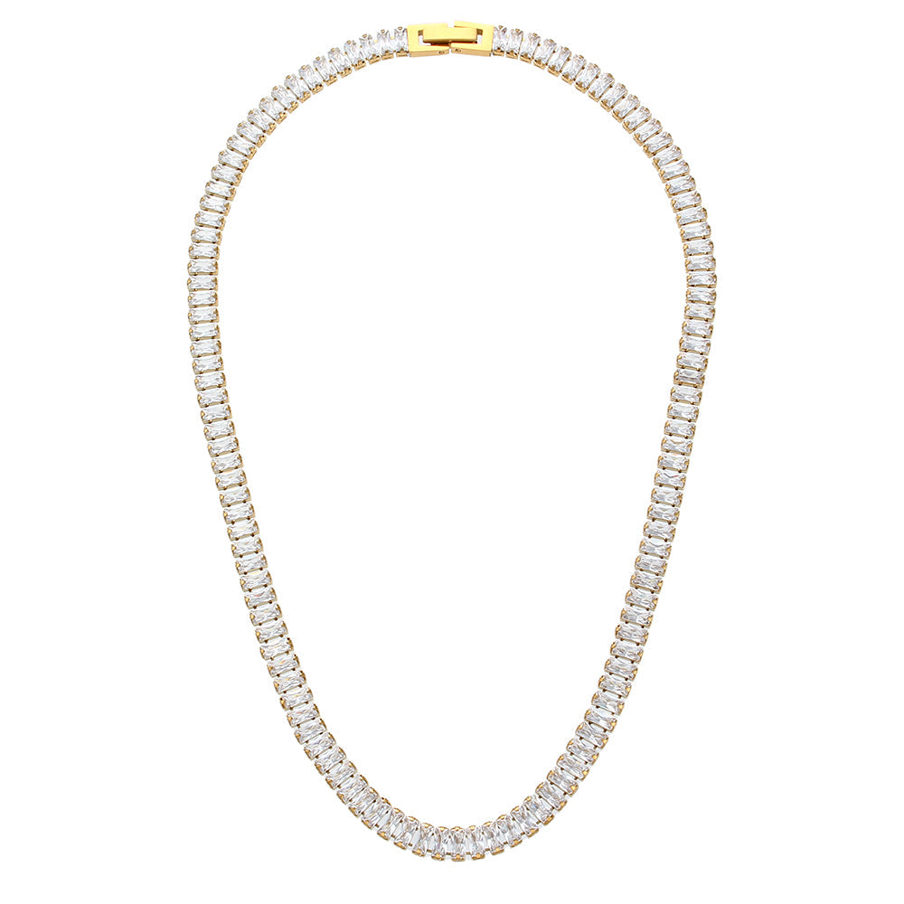 AAA Zircon Baguette Tennis Necklace-3 taahirajewellery