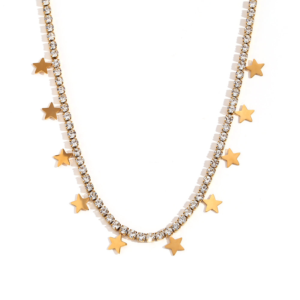 Zircon Chain Tennis Star Necklace-5 taahirajewellery