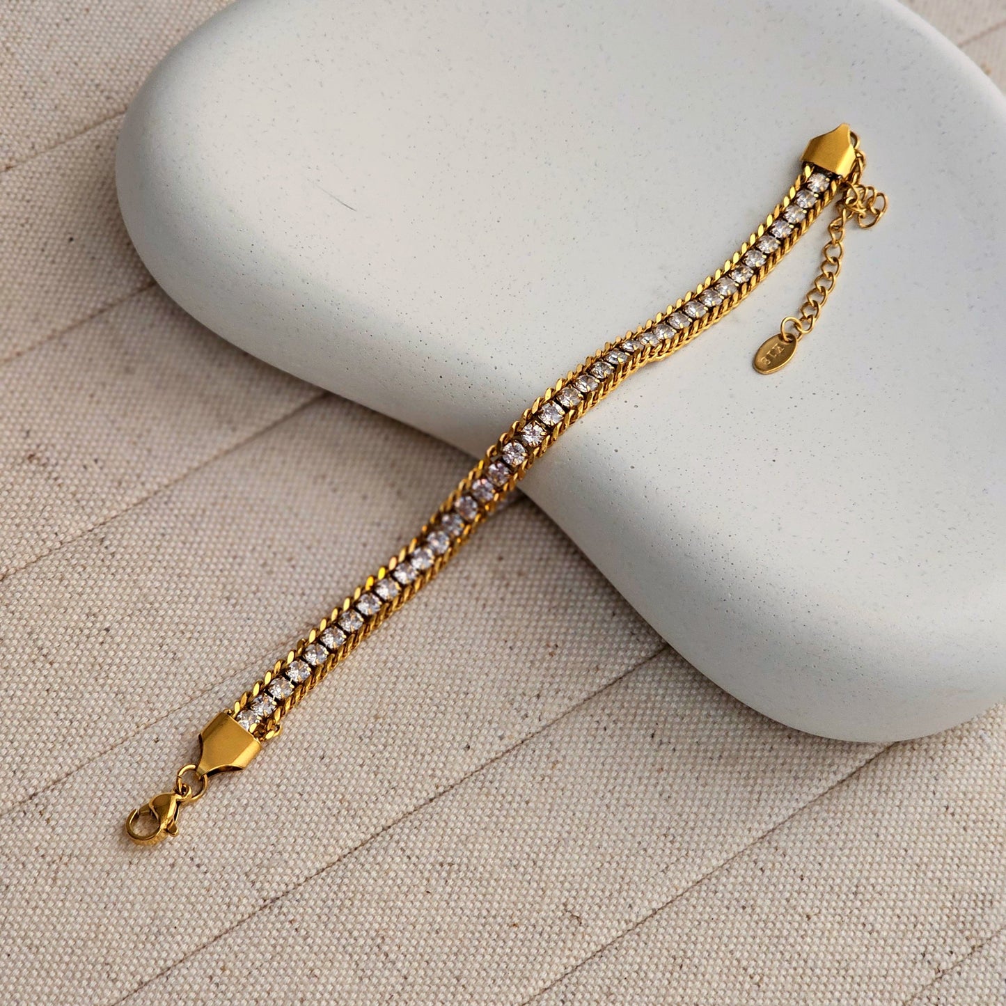 Multilayered Zircon Chain Bracelet-2 taahirajewellery