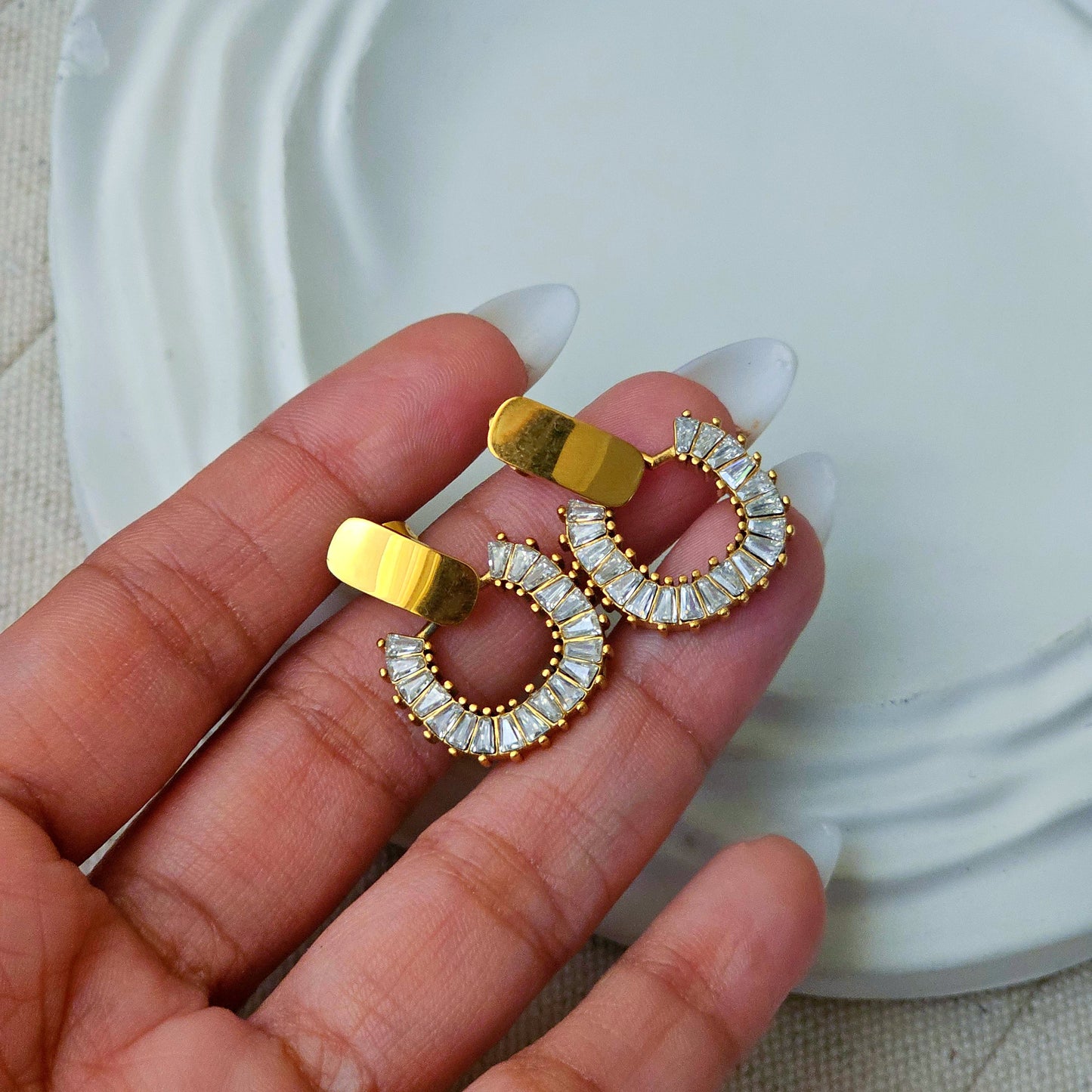 Zircon Statement Gold Plated Earrings-3 taahirajewellery