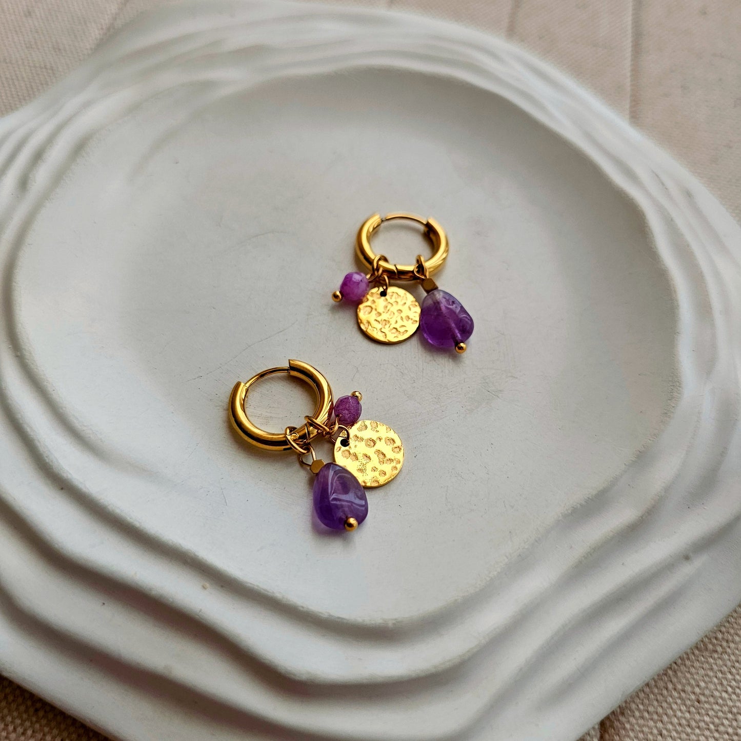 Purple Stone Cuff Earrings-3 taahirajewellery