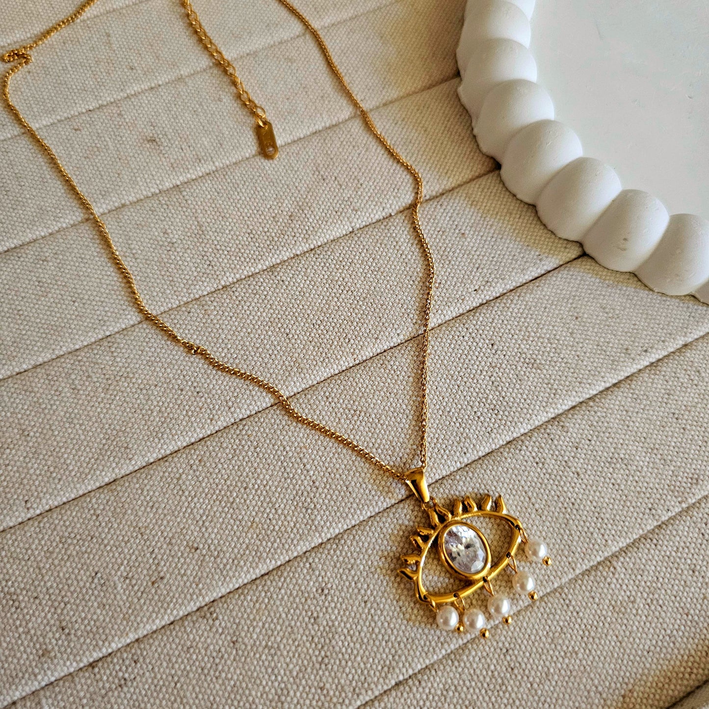 Mira Evil Eye Pearl Necklace