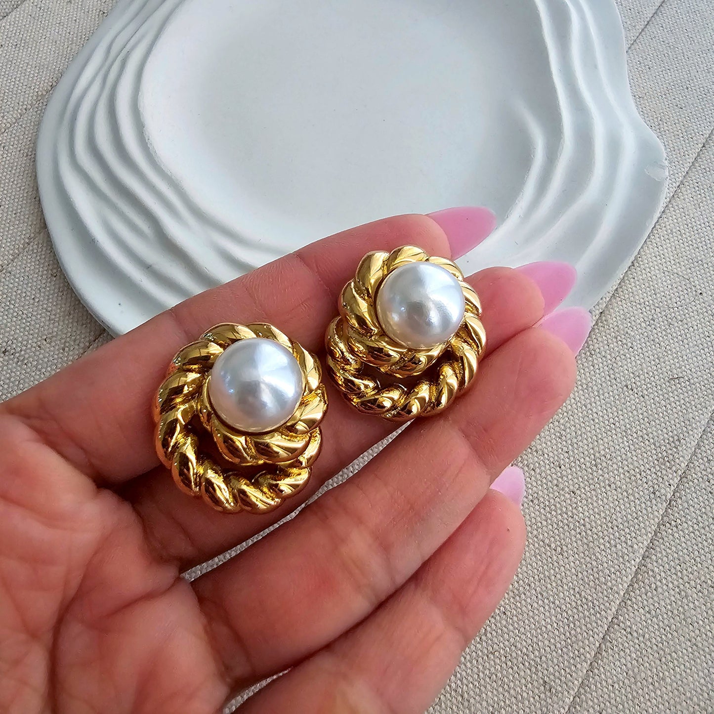 Baroque Gold Plated Twisted Earrings-5 taahirajewellery