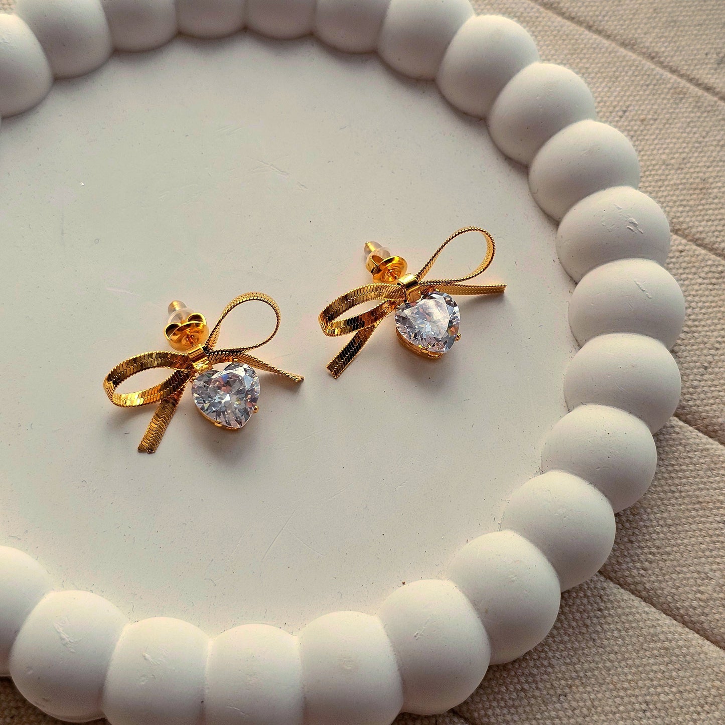 Bow Heart Statement Earrings-2 taahirajewellery