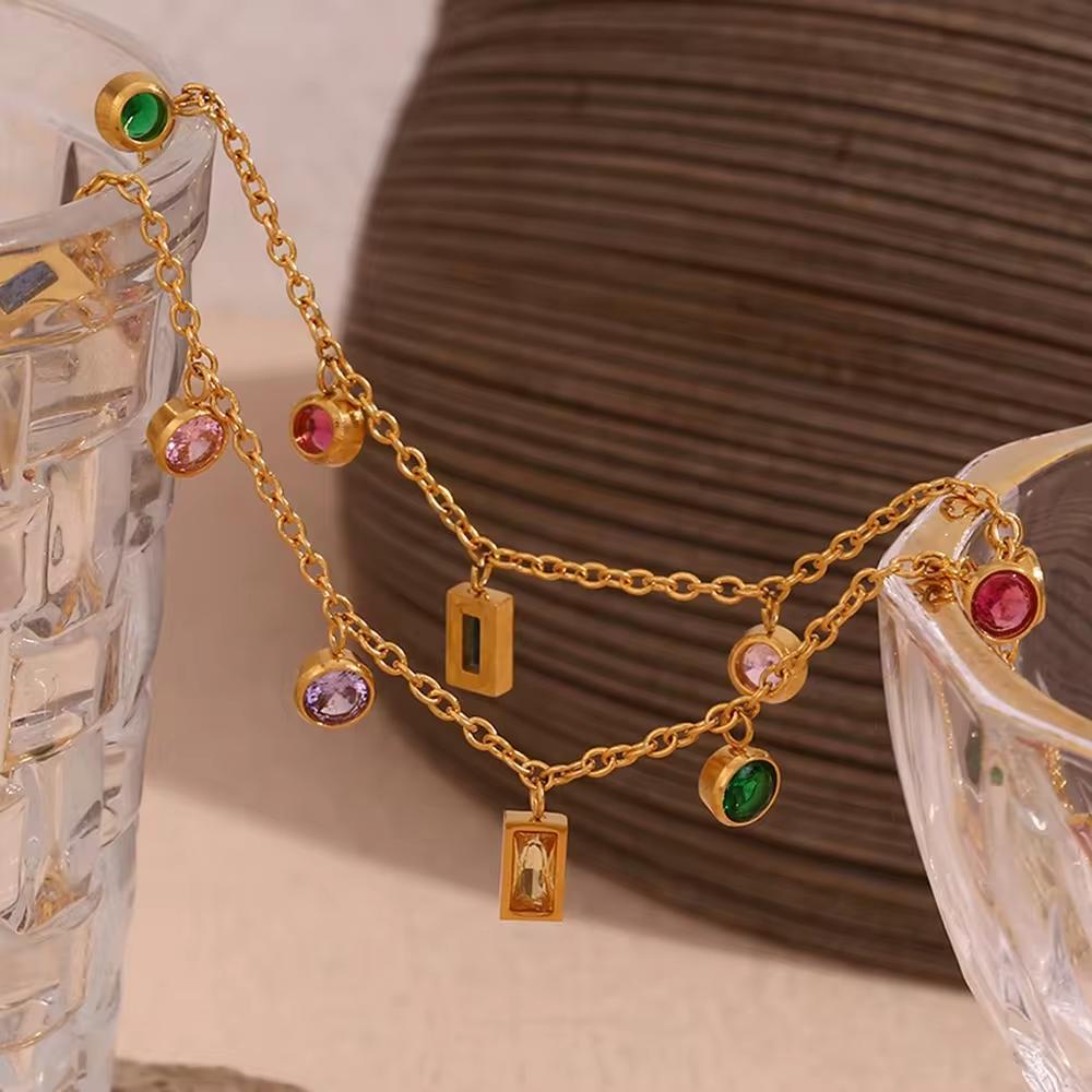 18kt Gold Plated Multi Charm Necklace-5 taahirajewellery