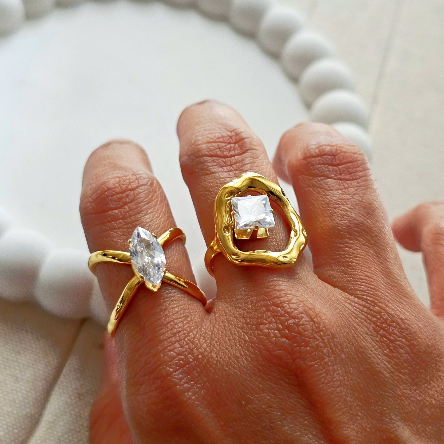 Della Marquise cut Adjustable Ring-4 taahirajewellery