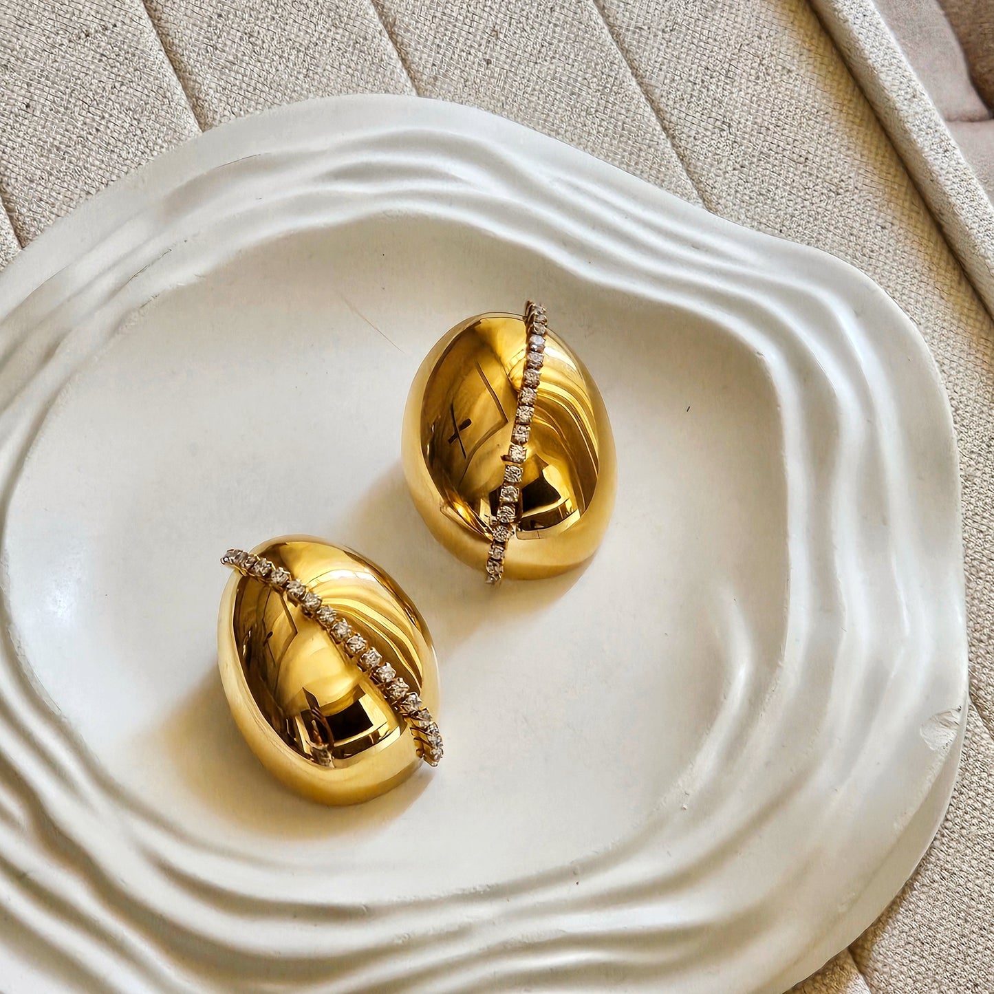 18kt Gold Plated Zircon Stud Earrings-3 taahirajewellery