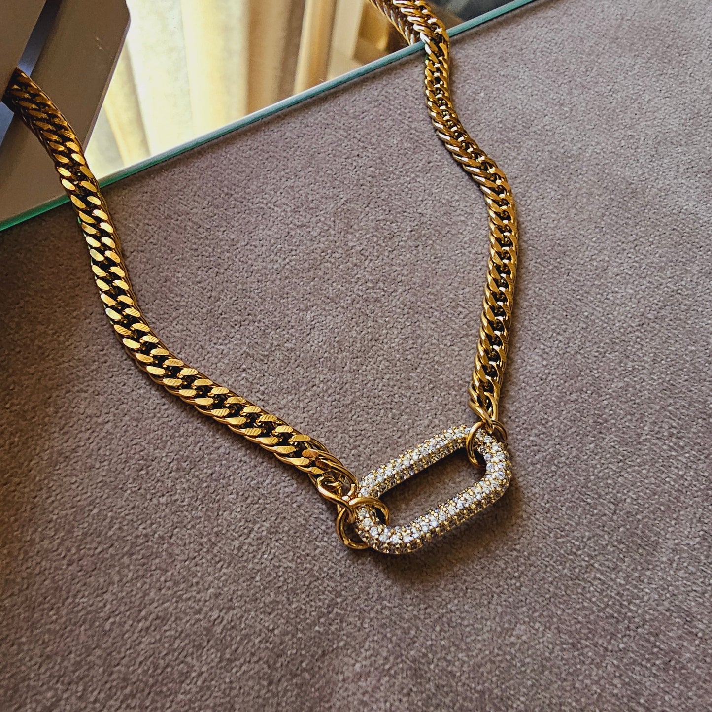 Oval shape studded Chain Necklace-6 taahirajewellery