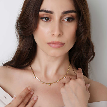 18K G.P Zircon Studded Necklace