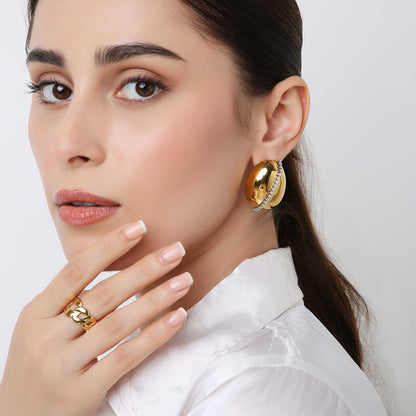 18kt Gold Plated Zircon Stud Earrings