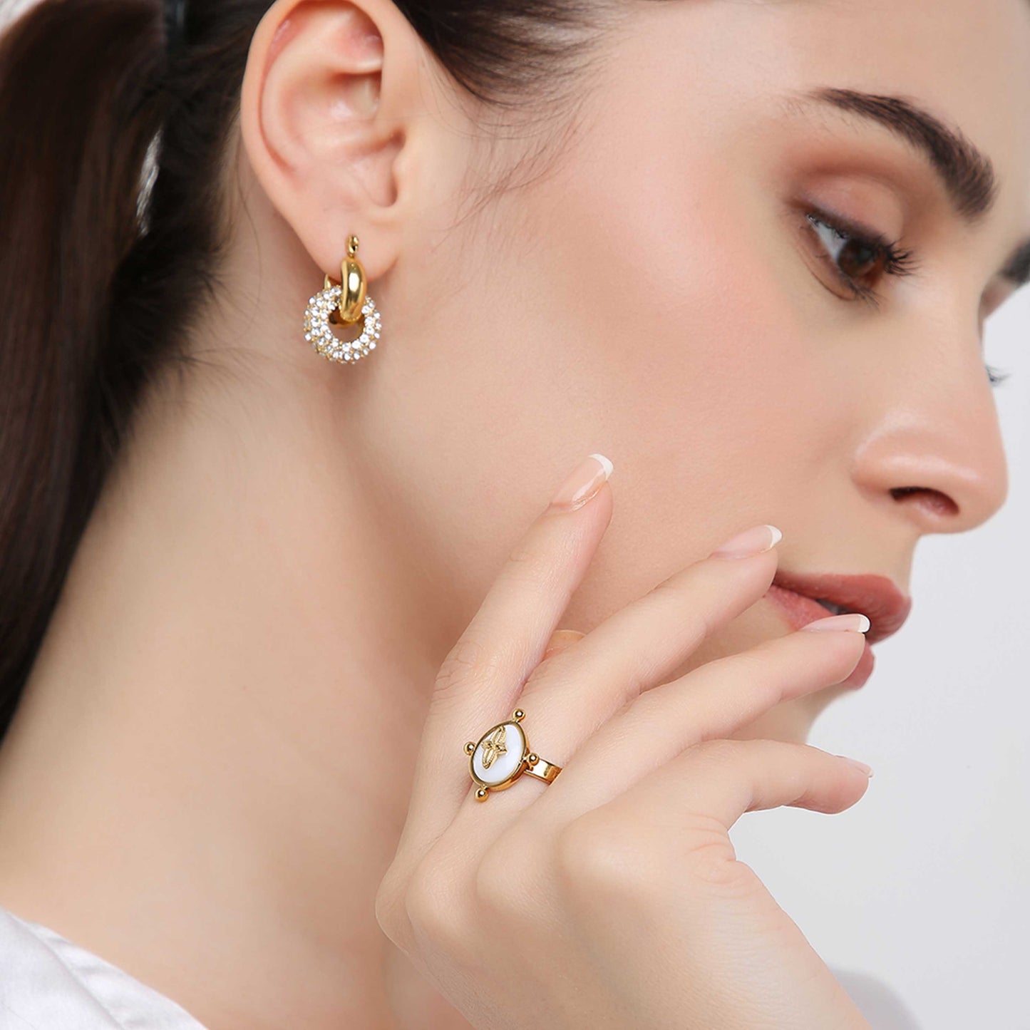 Angel Gold Plated Zircon Earrings