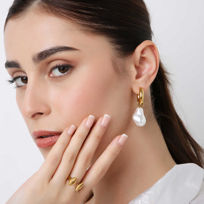 Baroque Pearl 18K Gold Plated Hoop Earrings
