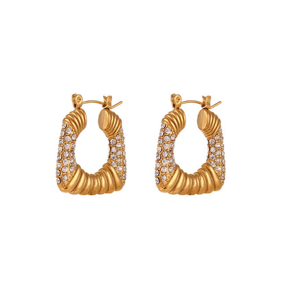 Chunky Square Shape Zircon Hoop Earrings-4  taahirajewellery