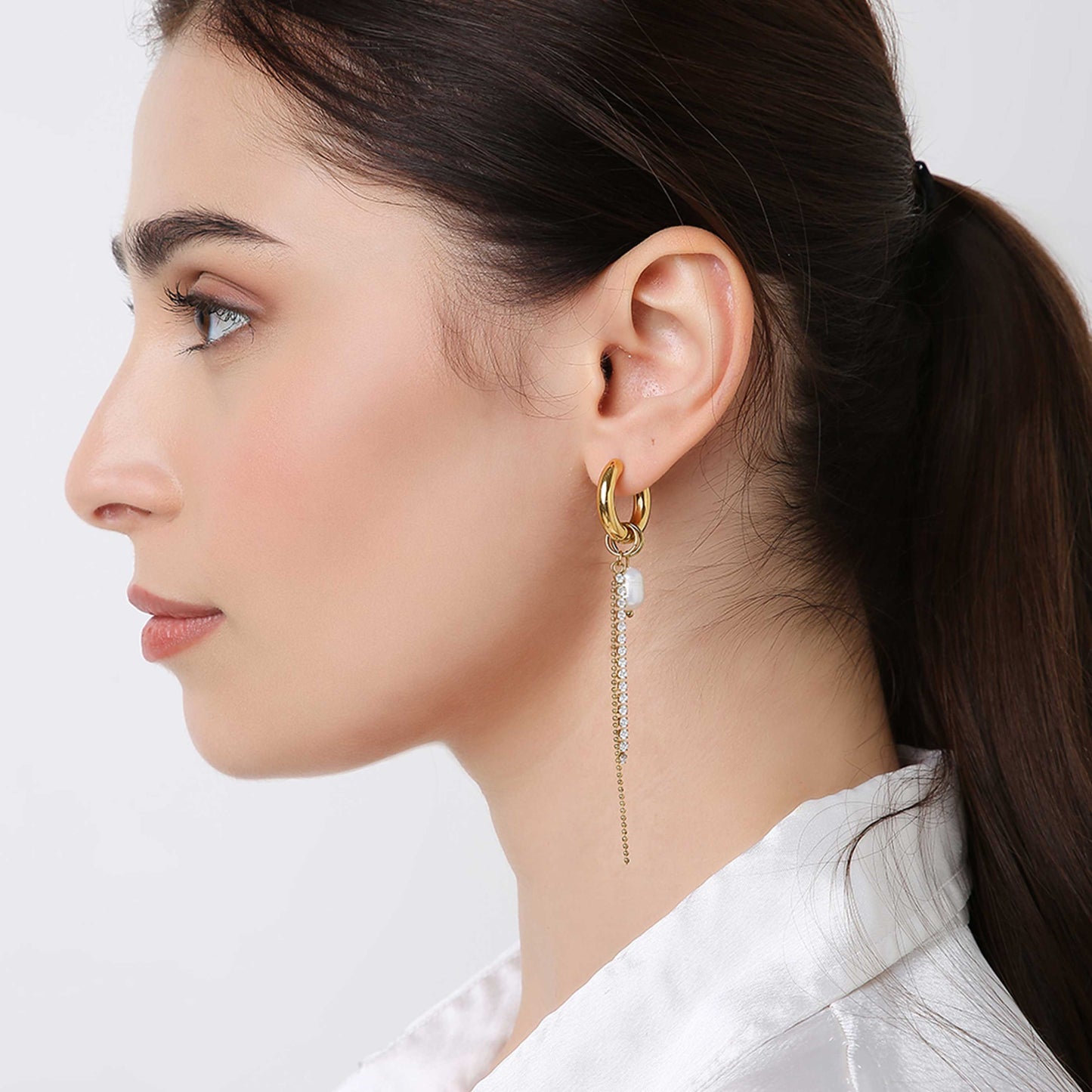 Flora Zircon Pearl Earrings