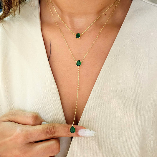Double Layered Emerald stone Neckalce-1  taahirajewellery