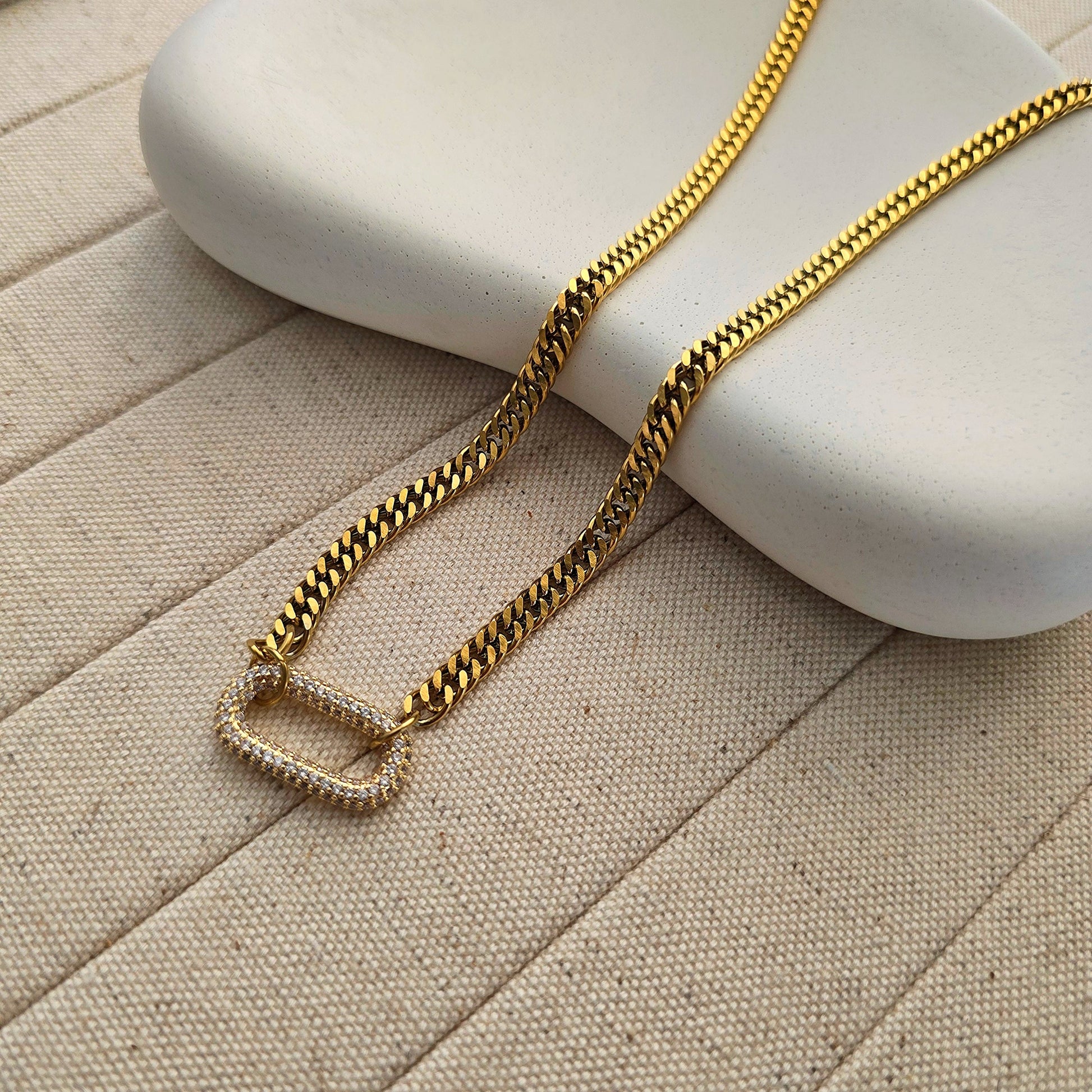 Oval shape studded Chain Necklace-1  taahirajewellery