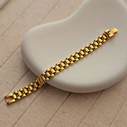 18kt Gold Plated Cuban Chain Bracelet-1  taahirajewellery