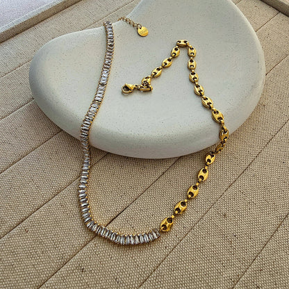 Baguette shape Zircon tennis necklace-1  taahirajewellery