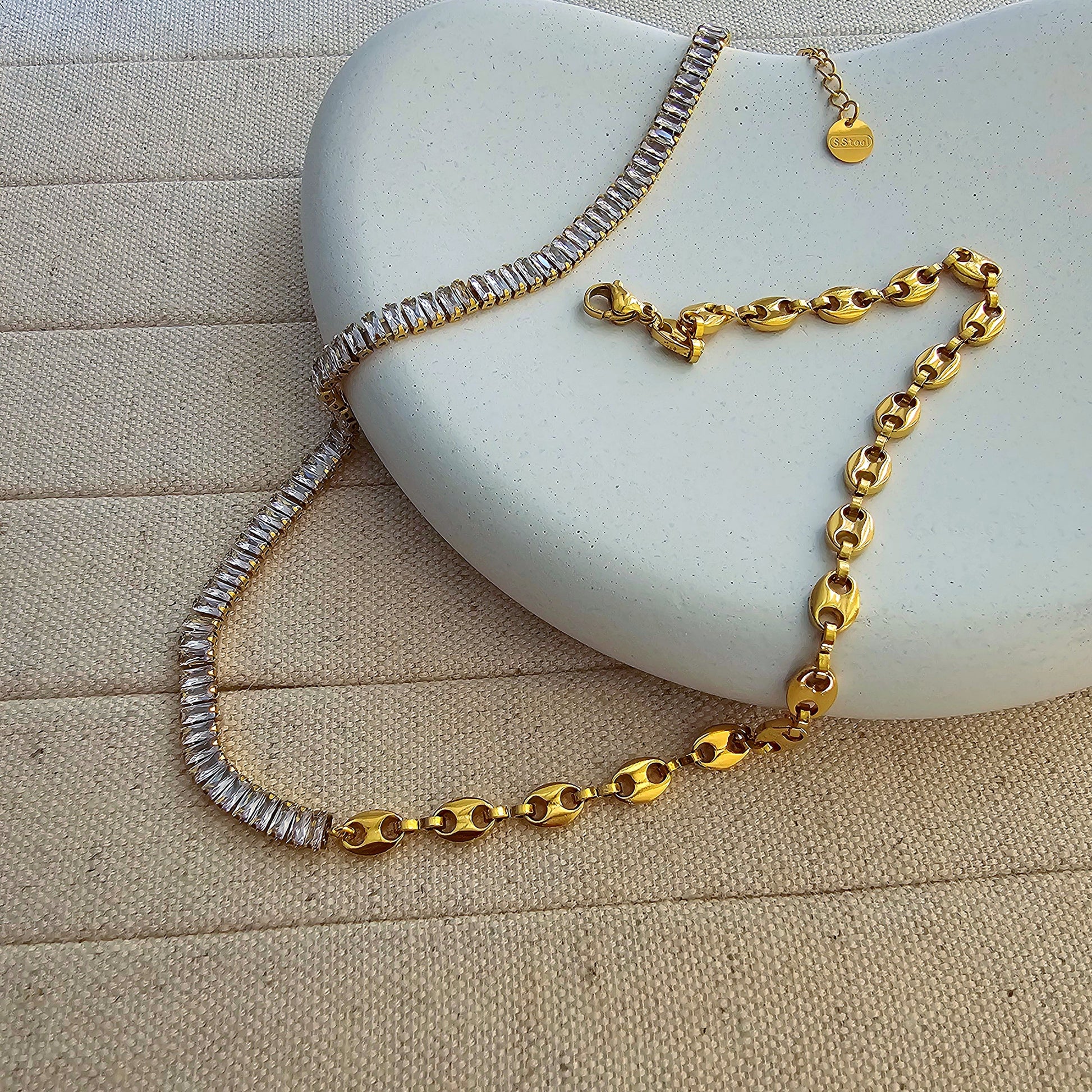Baguette shape Zircon tennis necklace-3  taahirajewellery