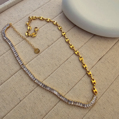 Baguette shape Zircon tennis necklace-4  taahirajewellery