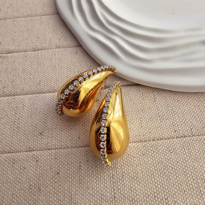 Luxury Zircon Water Drop Stud Earrings-1  taahirajewellery