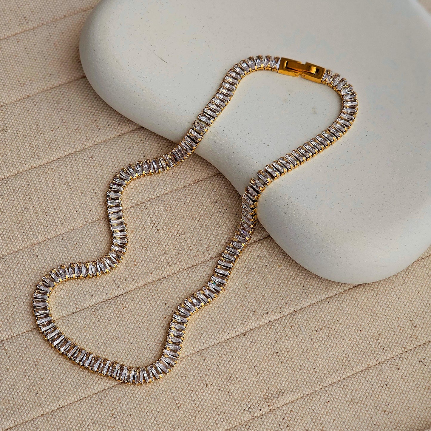 AAA Zircon Baguette Tennis Necklace-1  taahirajewellery