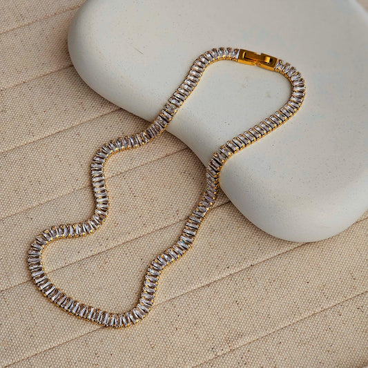 AAA Zircon Baguette Tennis Necklace-1  taahirajewellery