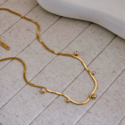18K G.P Zircon Studded Necklace-1  taahirajewellery