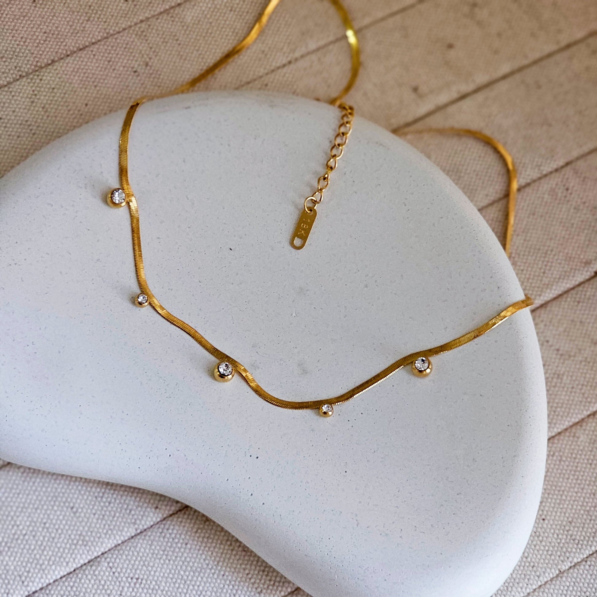 18K G.P Zircon Studded Necklace-4  taahirajewellery