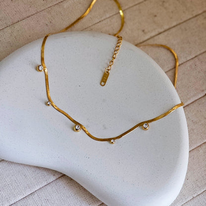 18K G.P Zircon Studded Necklace-4  taahirajewellery