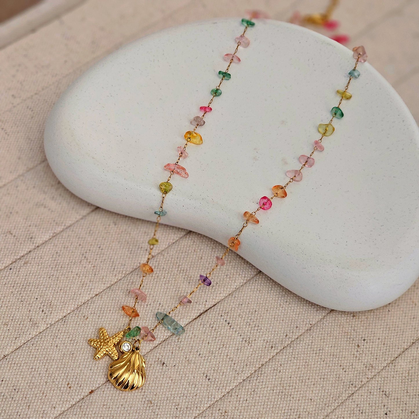Emma Shell Multistone Necklace-2  taahirajewellery