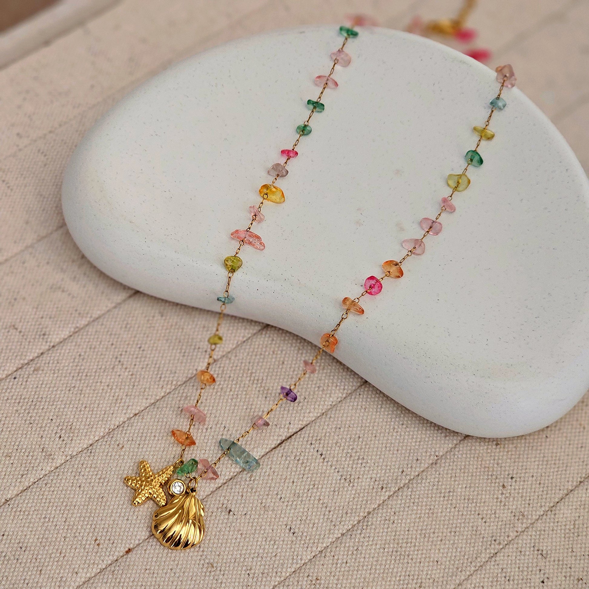 Emma Shell Multistone Necklace-2  taahirajewellery