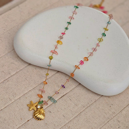 Emma Shell Multistone Necklace-2  taahirajewellery