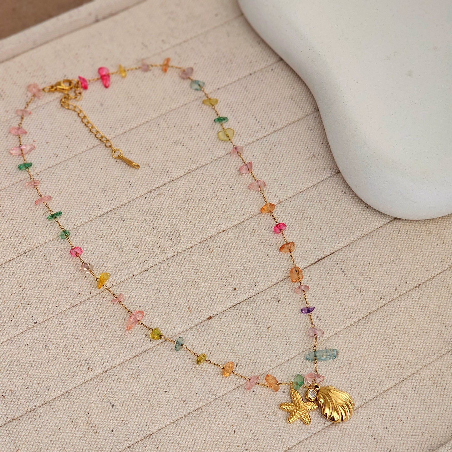 Emma Shell Multistone Necklace-3  taahirajewellery