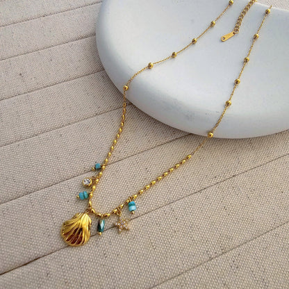 Olivia Gold Shell Necklace-1  taahirajewellery