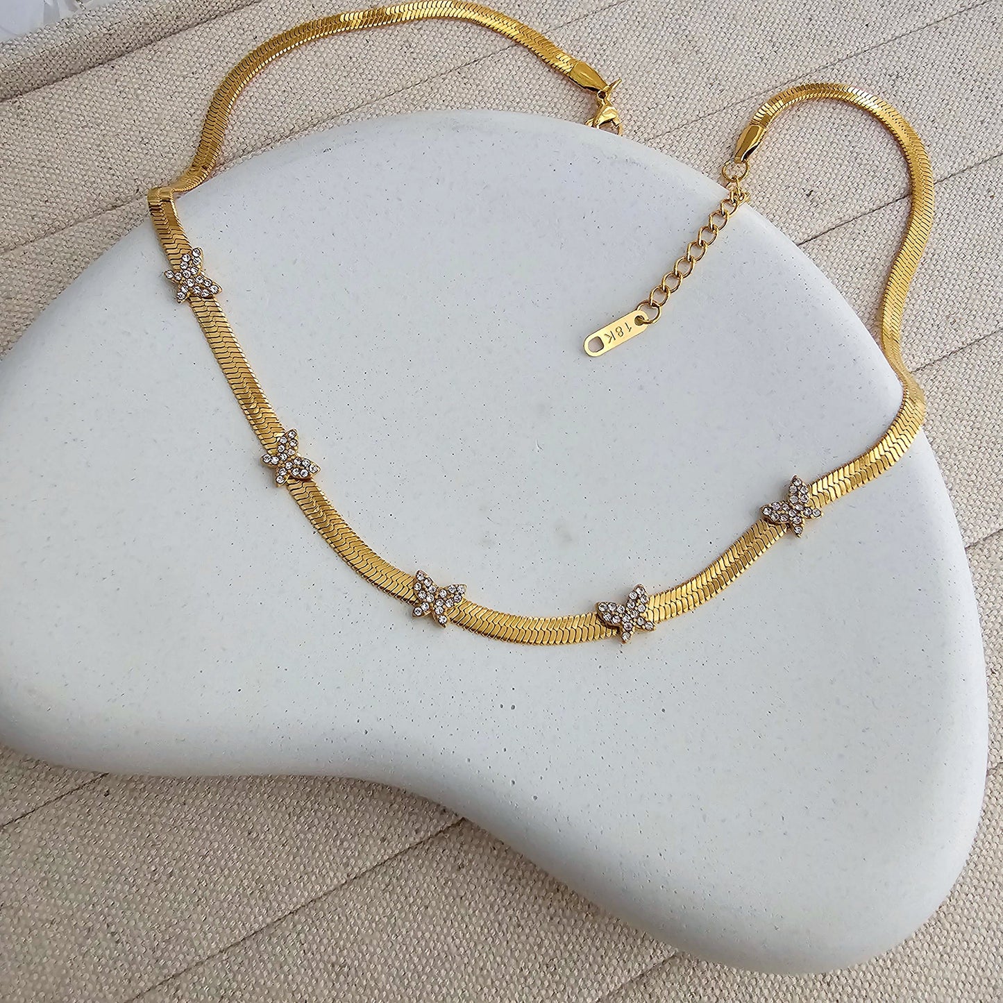 Zircon Butterfly Chain Necklace-2  taahirajewellery