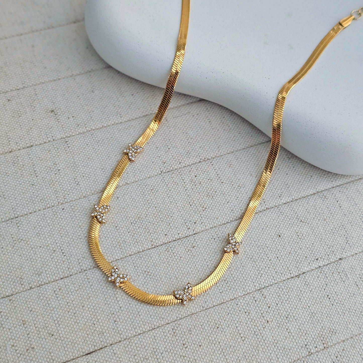 Zircon Butterfly Chain Necklace-1  taahirajewellery