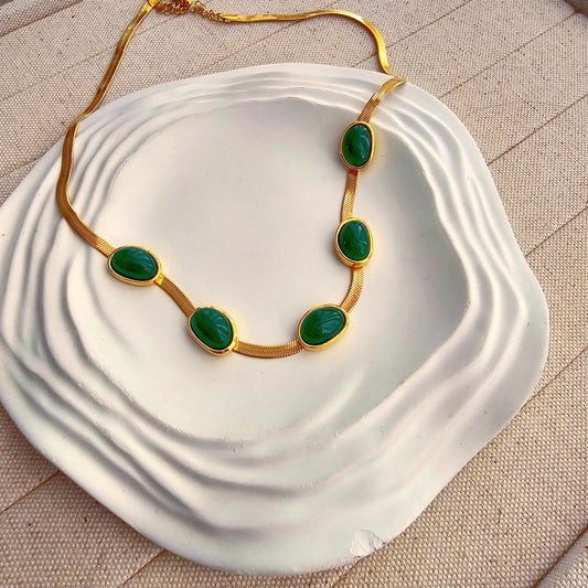 Valentina Green Stone Necklace-1  taahirajewellery