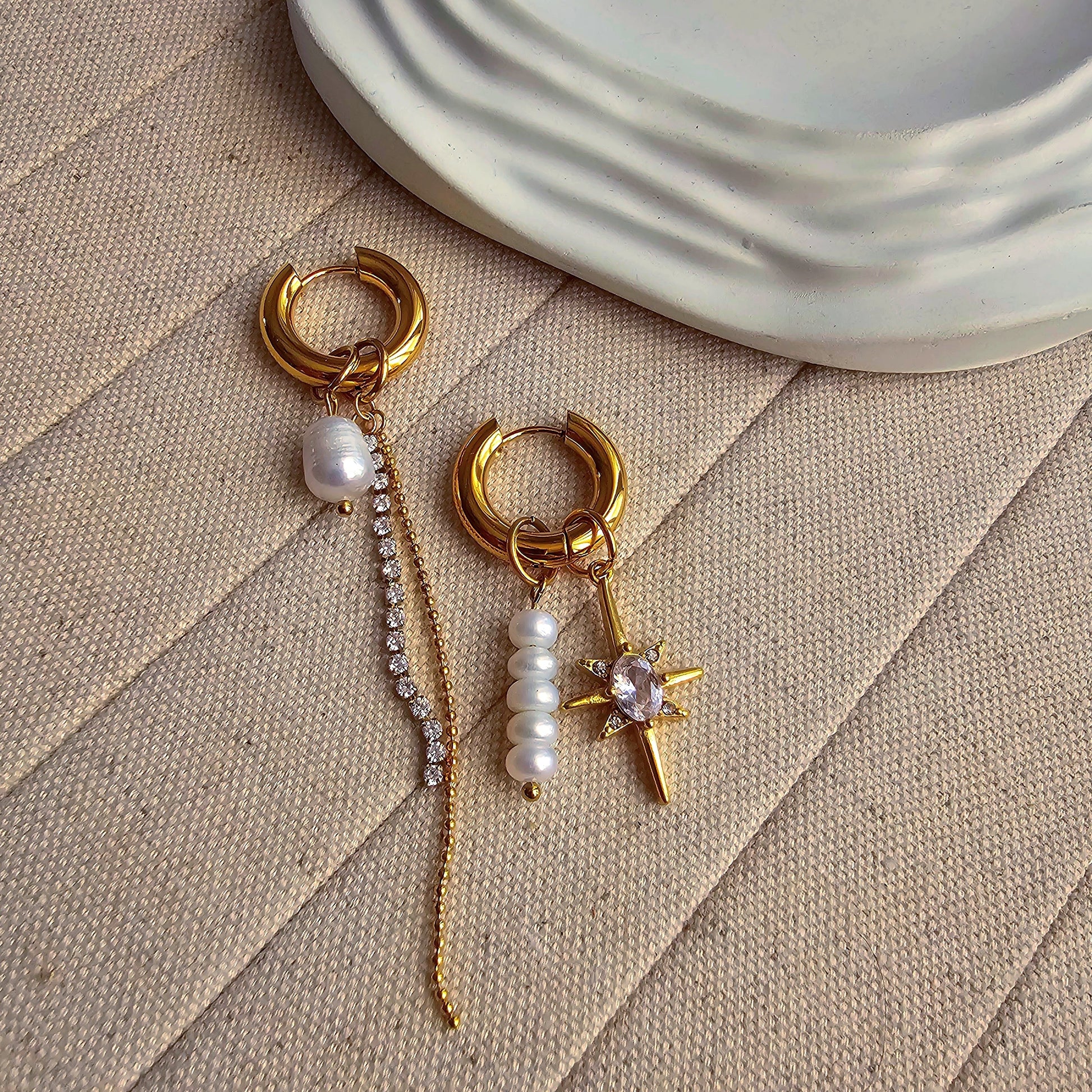Flora Zircon Pearl Earrings-1  taahirajewellery