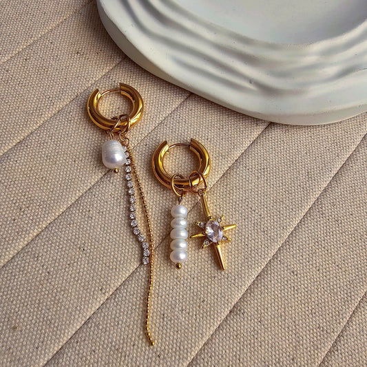 Flora Zircon Pearl Earrings-1  taahirajewellery