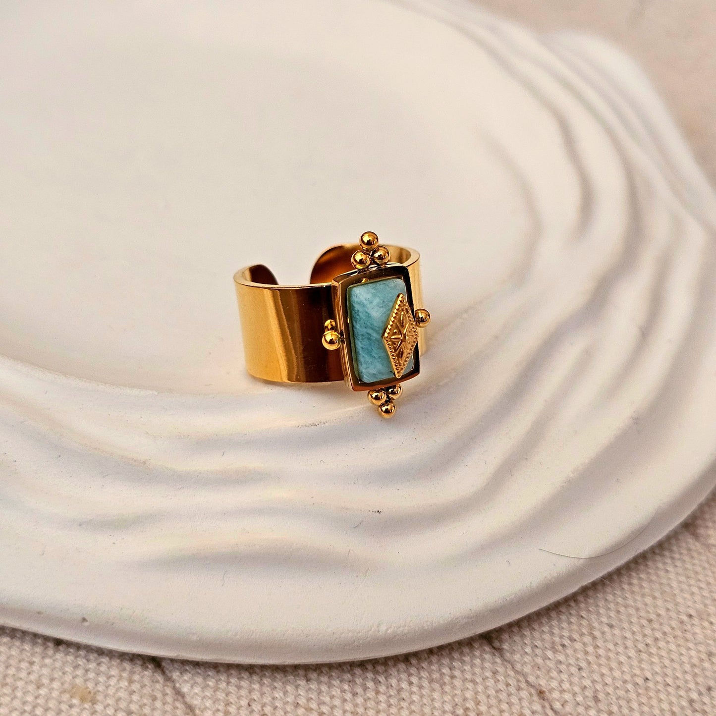 Vintage Blue Geometric Ring-3  taahirajewellery