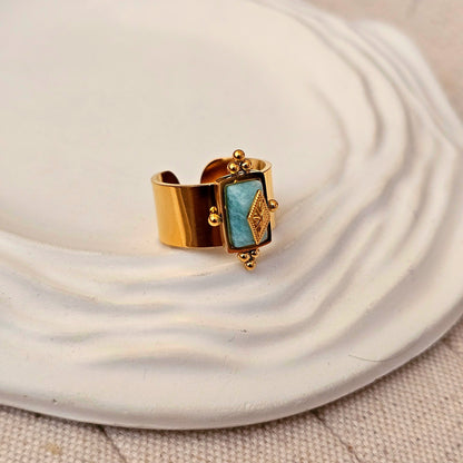 Vintage Blue Geometric Ring-3  taahirajewellery