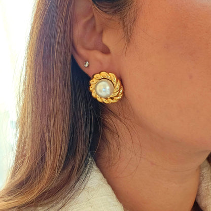 Baroque Gold Plated Twisted Earrings-2  taahirajewellery