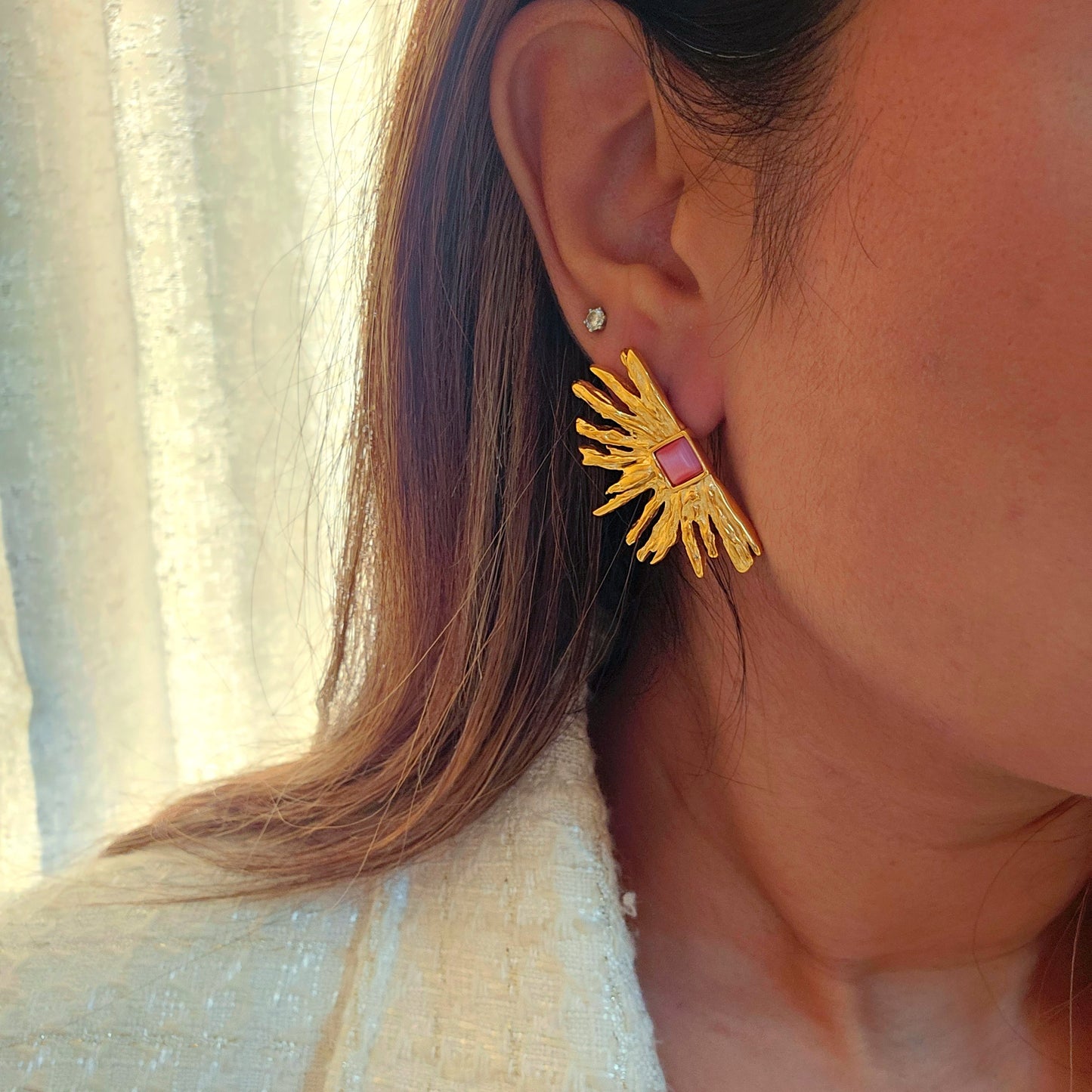 Daisy Gold Plated Earrings-2  taahirajewellery