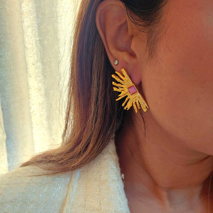 Daisy Gold Plated Earrings-2  taahirajewellery