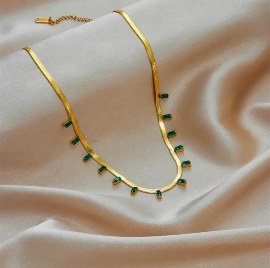 Jade Gold Plated Necklace-5  taahirajewellery