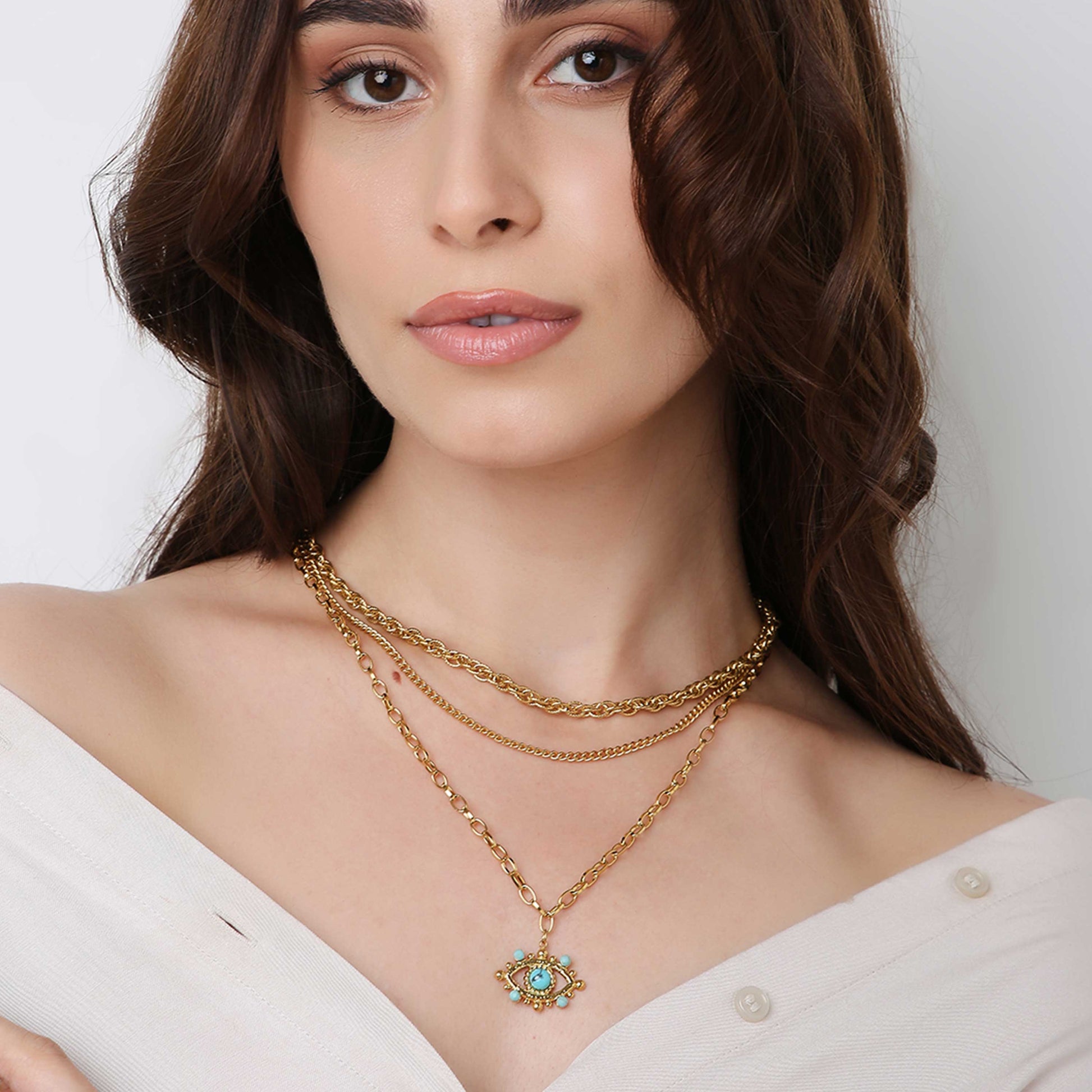 Triple Layered Evil Eye Necklace