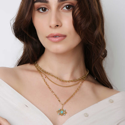 Triple Layered Evil Eye Necklace